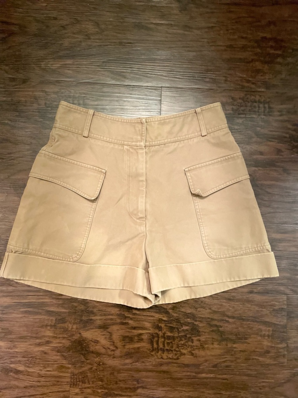 Victoria Beckham Khaki High-Rise Cargo Pocket Shorts
